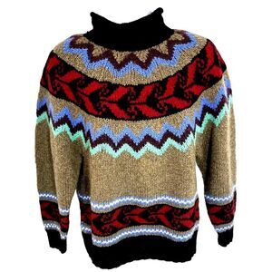 Vintage Banana Republic Safari Sweater Men's Large Colorful Nordic Wool 80's 90s